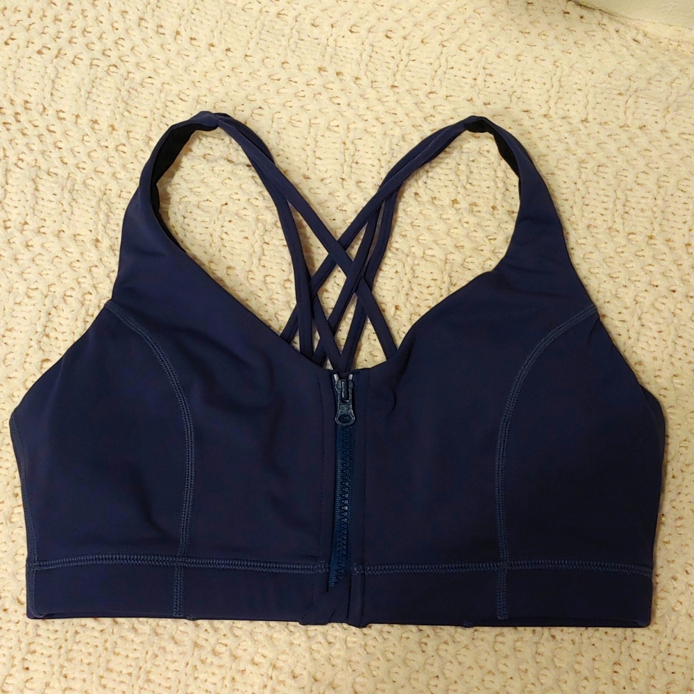 Zip Front Sports Bra Purple Size Medium